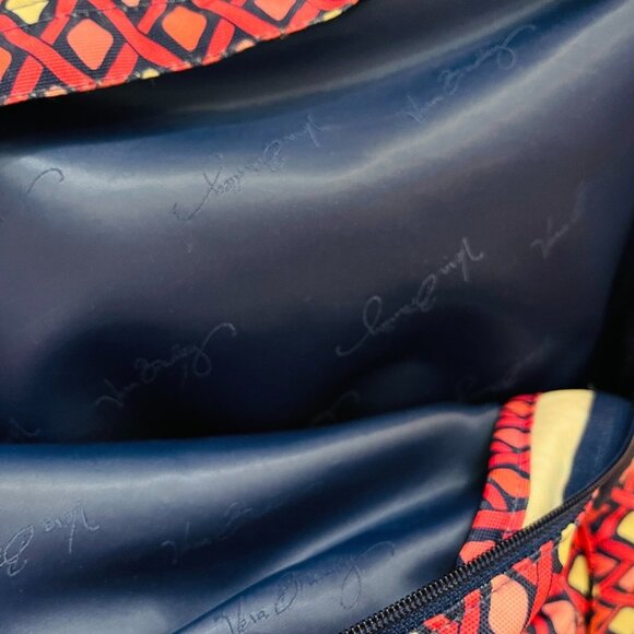 Retired Large Vera Bradley Canvas Backpack Pink Navy Blue 4 Pockets H2O … - Picture 11 of 16